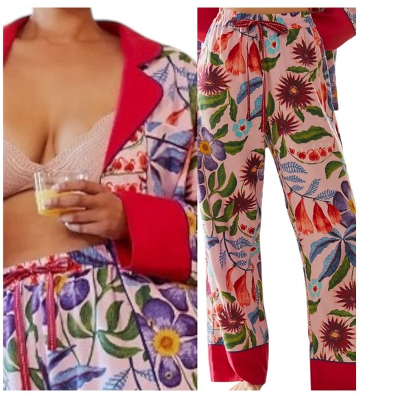Anthropologie Other - Anthropologie x Rosa de Weerd Womens L/XL Pink Floral Pajama Set